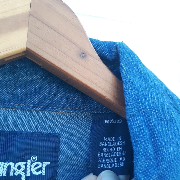 Wrangler Western Pearl Snap Shirt Denim - Picture 7 of 8